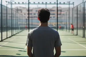 Quite man in a club of padel